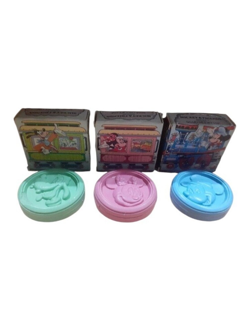 Vintage Avon Disney Mickey & Friends Soap Set Train Theme Goofy Mickey Minnie